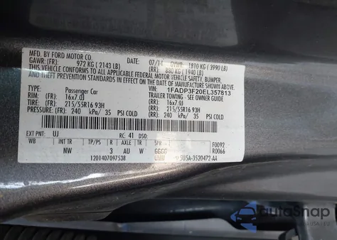 2014 Ford Focus Se z USA, uszkodzony, nr VIN 1FADP3F20EL357813